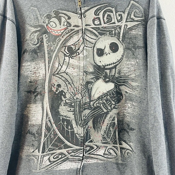 Adult XXL Disney Store Nightmare Before Christmas Hoodie Gray Jack Scary Teddy‎ - Picture 3 of 7